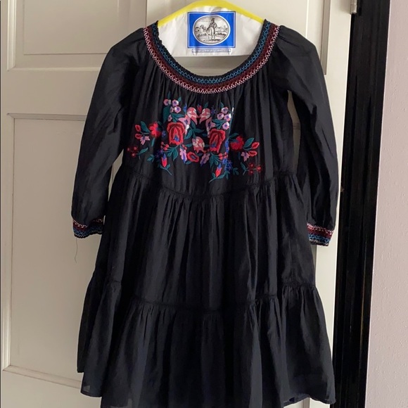 Free People Dresses & Skirts - Free People black dress with colored embroidery